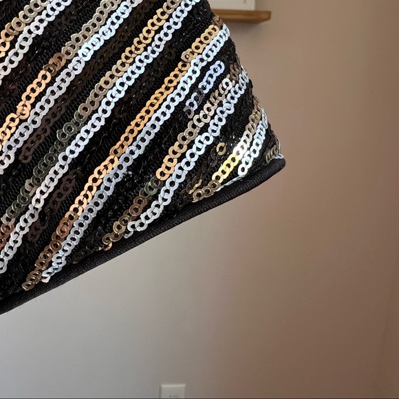 Lulu’s Black Gold Silver Striped Sequin Mini Dress - Picture 11 of 15